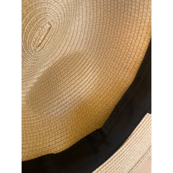 Natural Paper Fedora Black Band Detail Adjustable Strap Hat - Picture 7 of 7